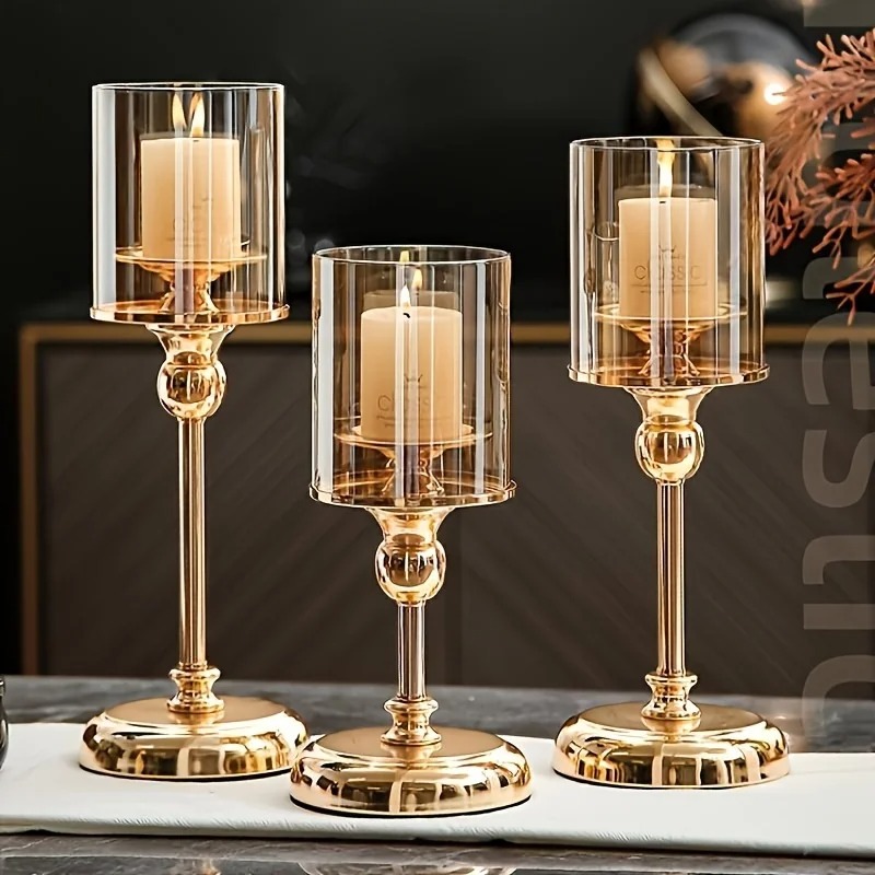 Scented Candle Luxury - 1 ensemble de porte-bougies en verre