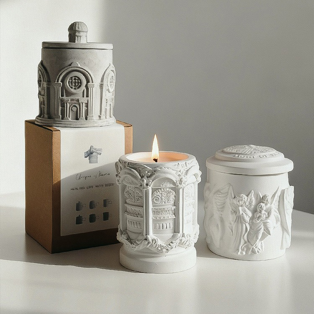 Scented Candle Luxury - Bougie en gypse sculpté, bougie parfumée,